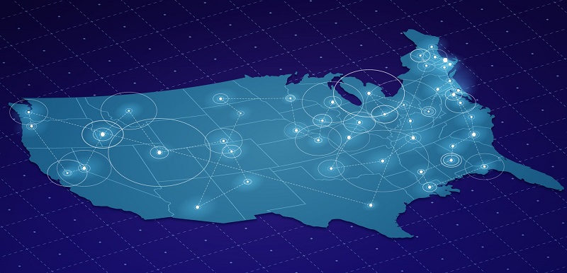 Map depicting geospatial data visualization